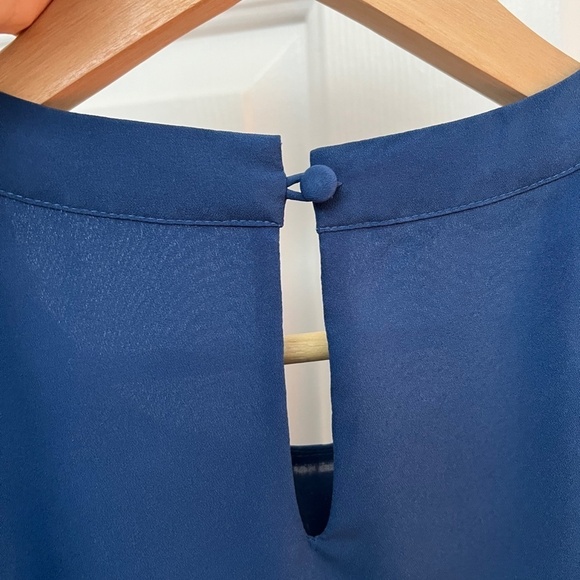 Adrianna Papell Blue Embroidered High Neck Tank Sz XS - Picture 10 of 10